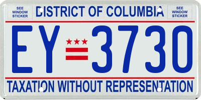 DC license plate EY3730