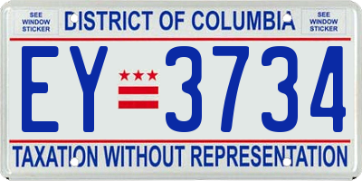 DC license plate EY3734