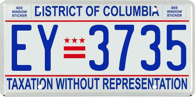 DC license plate EY3735