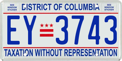 DC license plate EY3743