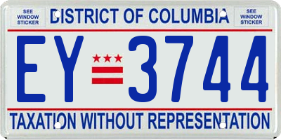 DC license plate EY3744