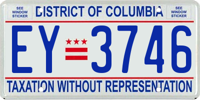 DC license plate EY3746