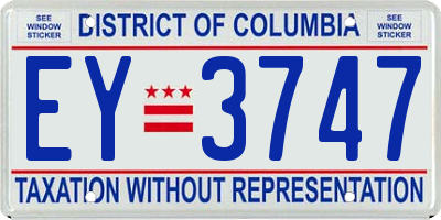 DC license plate EY3747