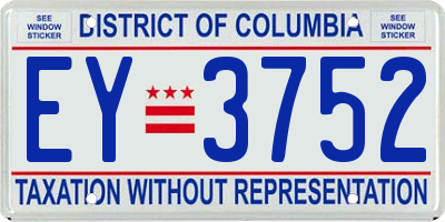 DC license plate EY3752