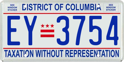 DC license plate EY3754