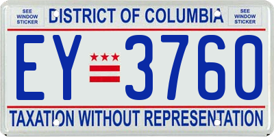 DC license plate EY3760