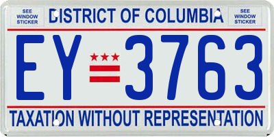 DC license plate EY3763