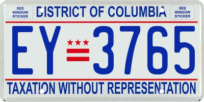 DC license plate EY3765