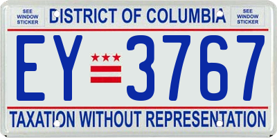 DC license plate EY3767