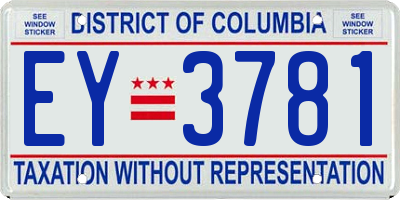 DC license plate EY3781