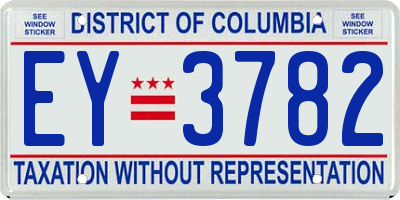 DC license plate EY3782