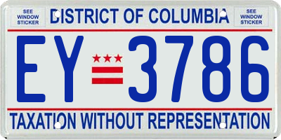DC license plate EY3786