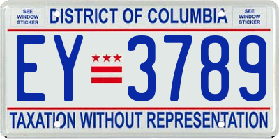 DC license plate EY3789