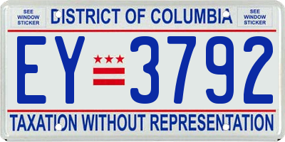 DC license plate EY3792