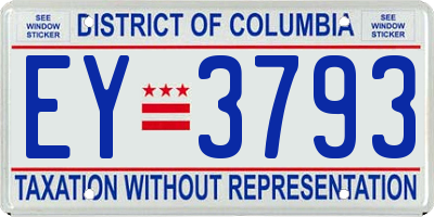 DC license plate EY3793