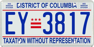 DC license plate EY3817