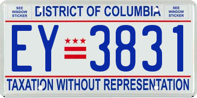 DC license plate EY3831