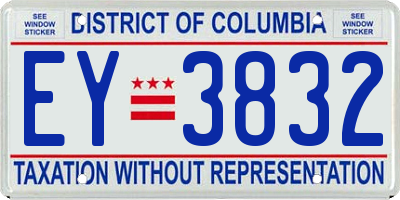 DC license plate EY3832