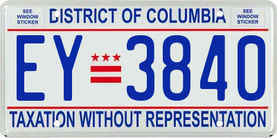 DC license plate EY3840