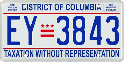 DC license plate EY3843