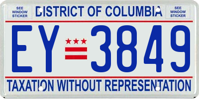 DC license plate EY3849