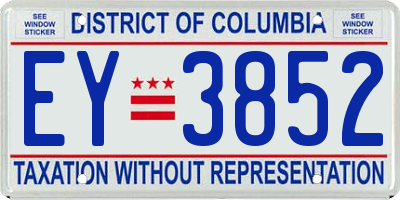 DC license plate EY3852