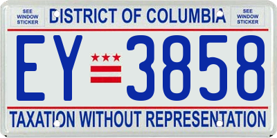DC license plate EY3858