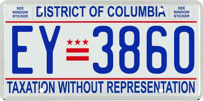 DC license plate EY3860