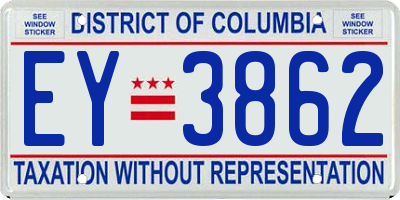 DC license plate EY3862