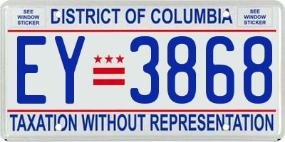 DC license plate EY3868