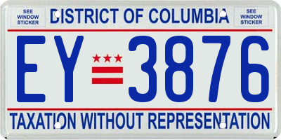 DC license plate EY3876