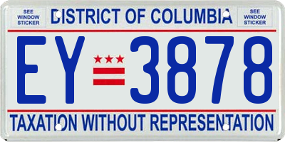 DC license plate EY3878
