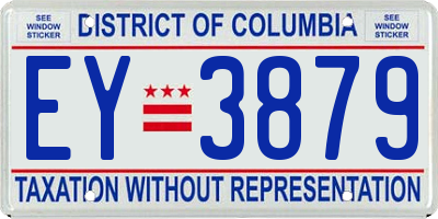 DC license plate EY3879