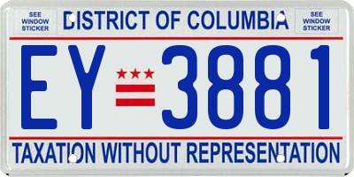 DC license plate EY3881