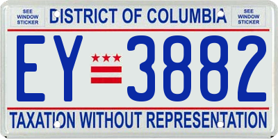 DC license plate EY3882