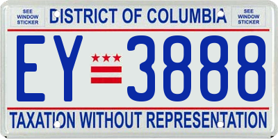 DC license plate EY3888