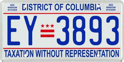 DC license plate EY3893