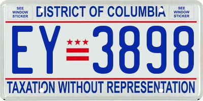 DC license plate EY3898