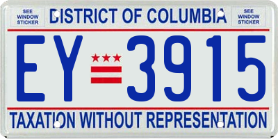 DC license plate EY3915