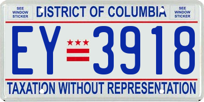 DC license plate EY3918