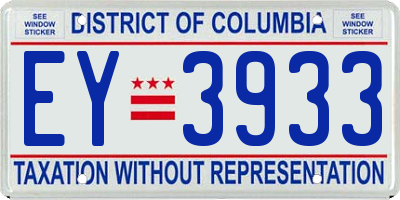 DC license plate EY3933