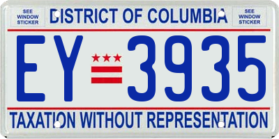 DC license plate EY3935