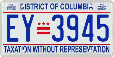 DC license plate EY3945