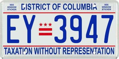 DC license plate EY3947