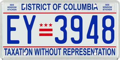 DC license plate EY3948