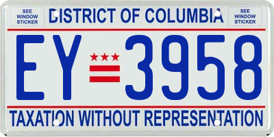 DC license plate EY3958