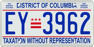 DC license plate EY3962