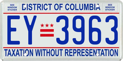 DC license plate EY3963
