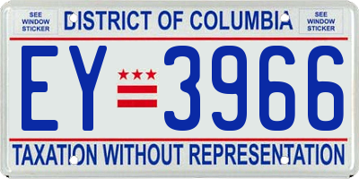 DC license plate EY3966