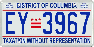 DC license plate EY3967